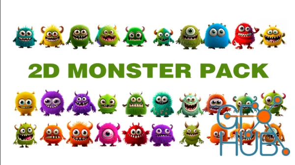 2D Animated Cute and Furry Monster Pack (Pack of 30)