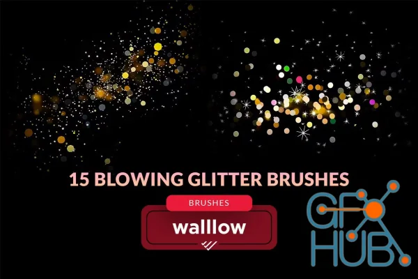 Blowing glitter gold dust bokeh photoshop brushes