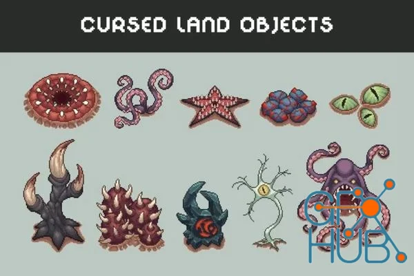 Cursed Land Objects Pixel Art for RPG Game