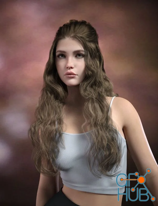 dForce Mademoiselle Anne Long Hair for Genesis 9