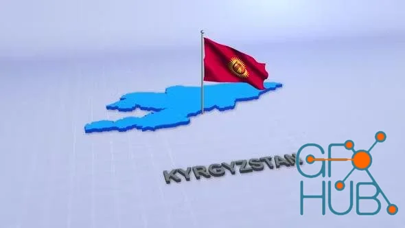 Kyrgyzstan Map With Flag