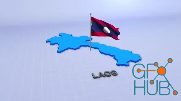 Laos Map With Flag