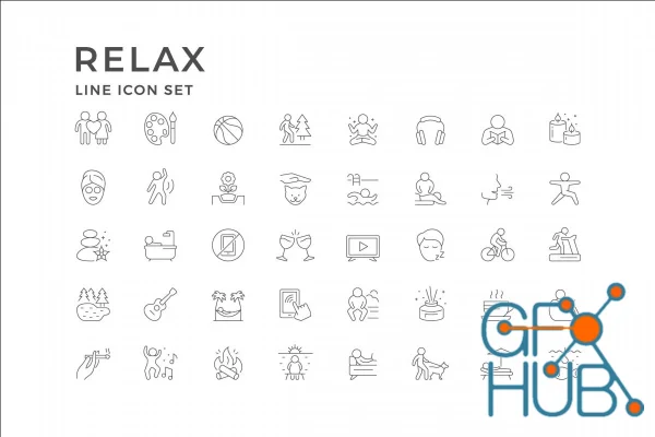 Set Line Icons of Relax