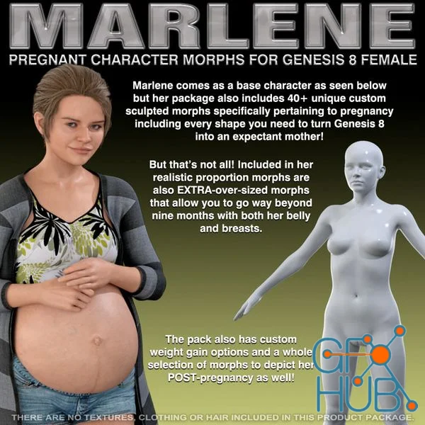 Sonsy Marlene Pregnant Character Morphs for Genesis 8