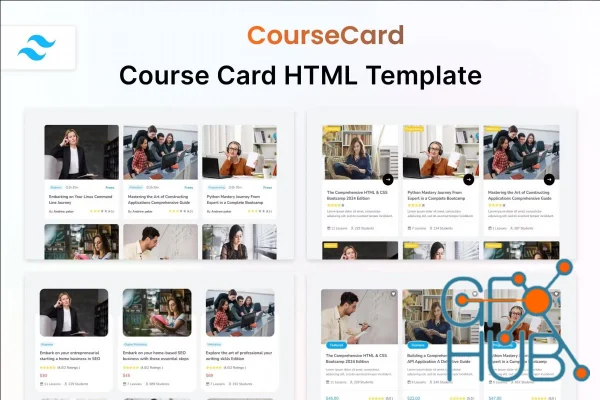 CourseCard - Tailwind Course Card HTML Template