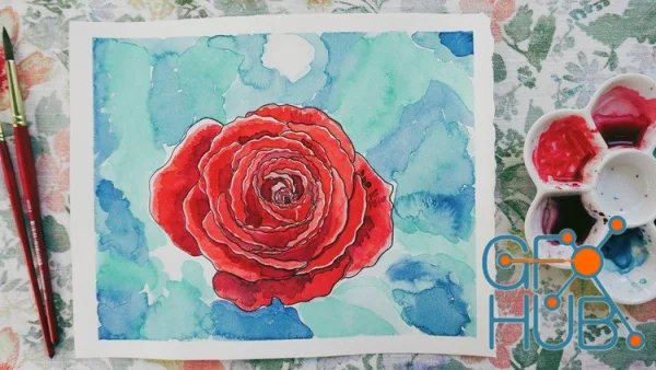How to Paint Flowers with Watercolor | Red Roses