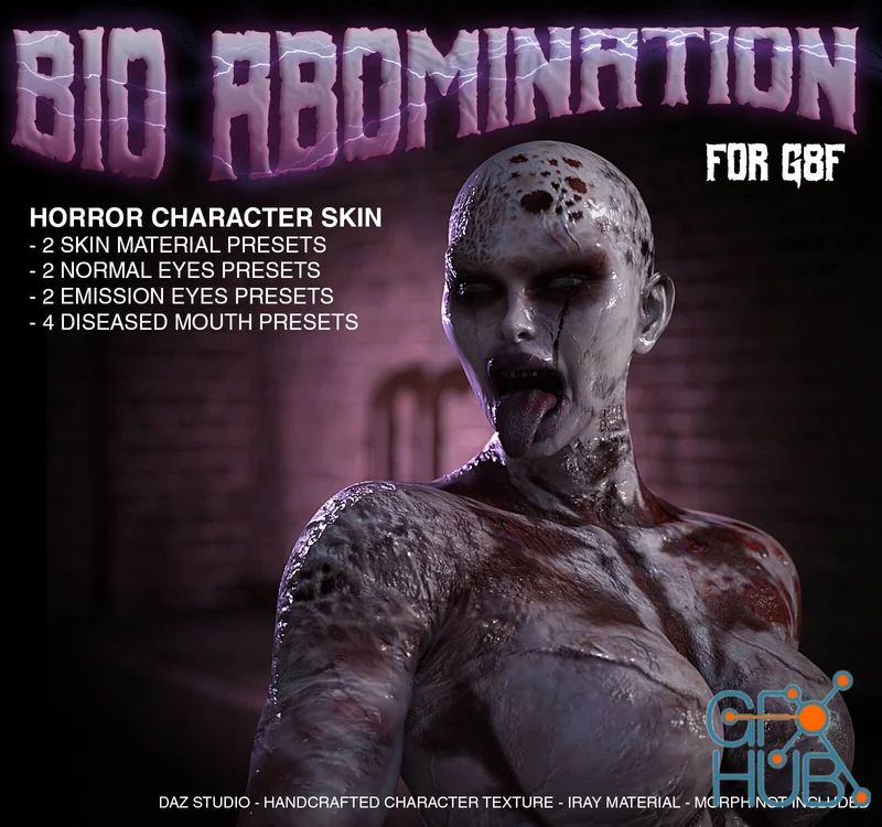 Texture Animation C4d Tutorials Bio Abomination for G8F | Daz Studio, Poser